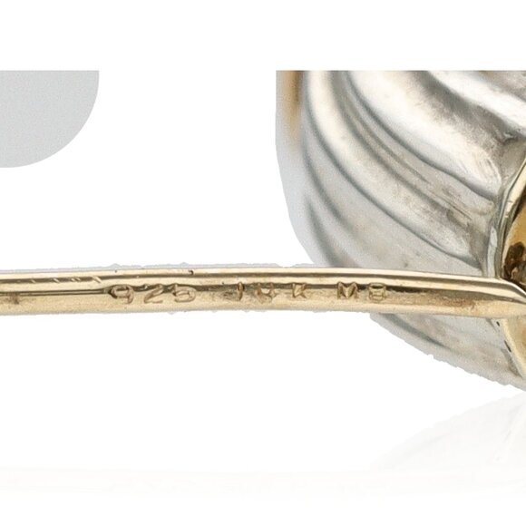 Mazza Bartholomew Sterling Silver & 14k Cable Twist Hoop Earrings - Picture 3 of 3